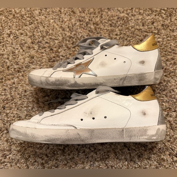 NWOT Golden Goose Superstar Sneakers White Silver Gold Size 37 - Picture 3 of 6
